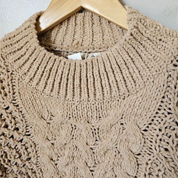 NWT POL TAN CHUNKY KNIT BATWING CHENILLE SWEATER SIZE L - Picture 11 of 15